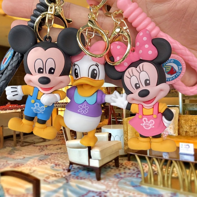Disney-llaveros de Mickey Mouse para niño y niña, llaveros de dibujos  animados bonitos, llavero Kawaii de Minnie, modelo de juguete para niños,  regalo para niños