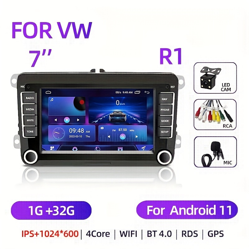 2Din Auto Radio For Android GPS Navigation Car Stereo Radio 7 Button Touch  Screen Wireless WiFi USB FM For Volkswagen For Skoda Fpr Golf For Passat
