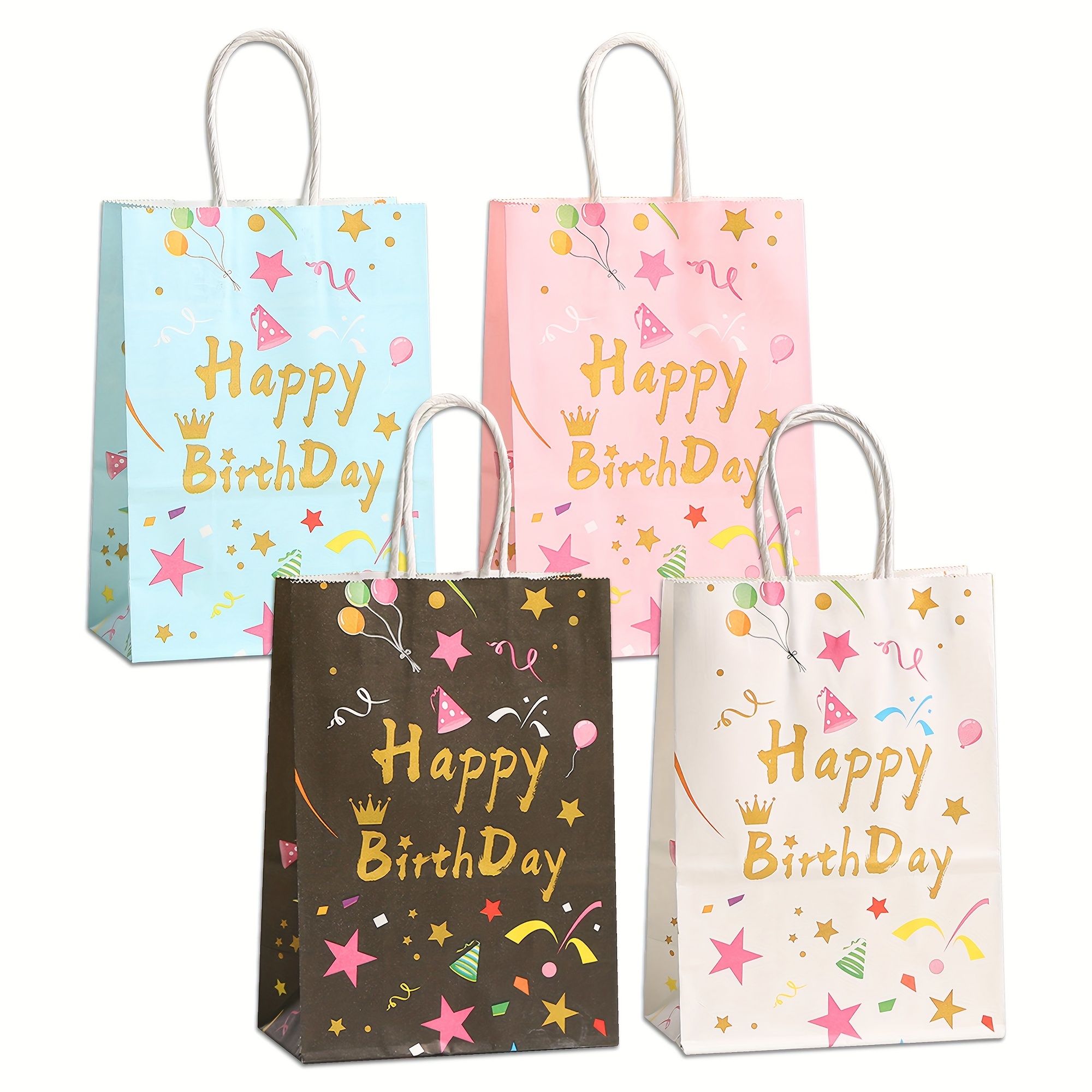 16 bolsas de regalo para fiesta de cumpleaños para niños, fiesta temática  de donas, regalos de devolución, bolsa con asa para decoración de fiesta de