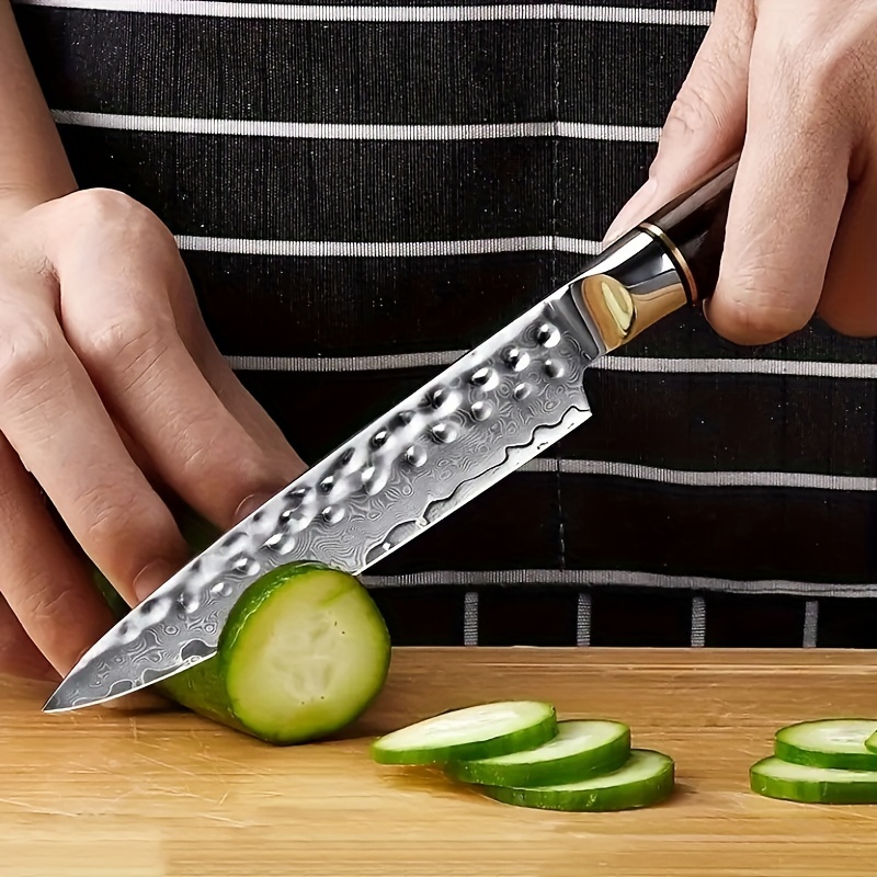 1 Set Of Outdoor Art Knife Damascus Steel Kitchen Peeler With Sheath Fruit  Picnic Knife And Vegetable Chopping Knife L9195