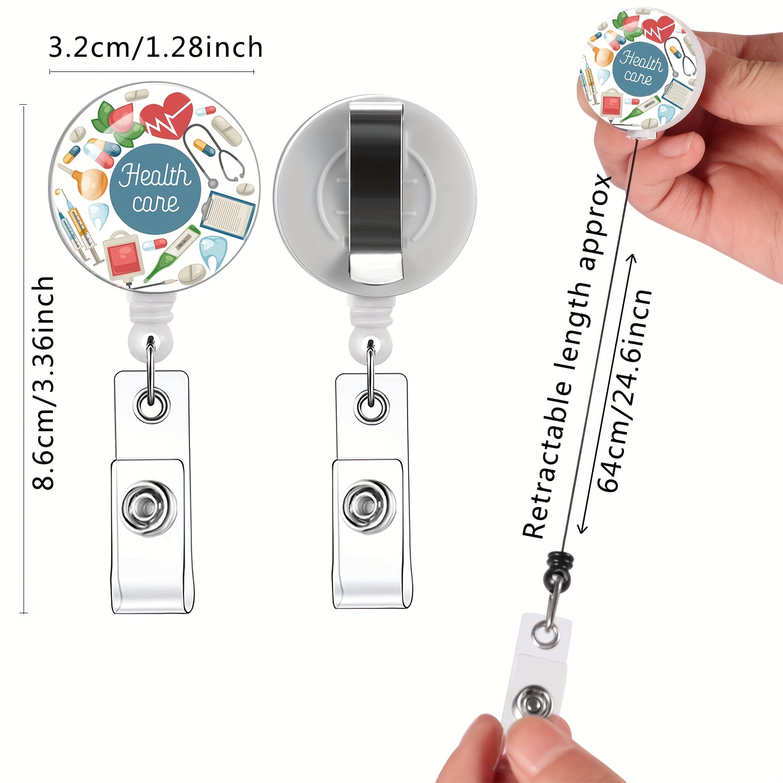 3pcs Medical Badge Reel Retractable Funny Badge Reels Retractable Badge Holders for Nurses,Funny Retractable ID Clip Add Some Sparkle to Your