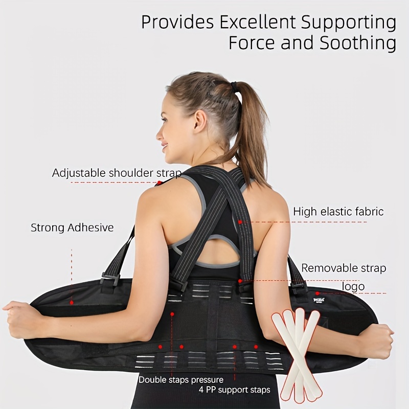 Adjustable Lower Back Brace With Shoulder Straps For Work- Comfortable  Lumbar Support For Men And Women