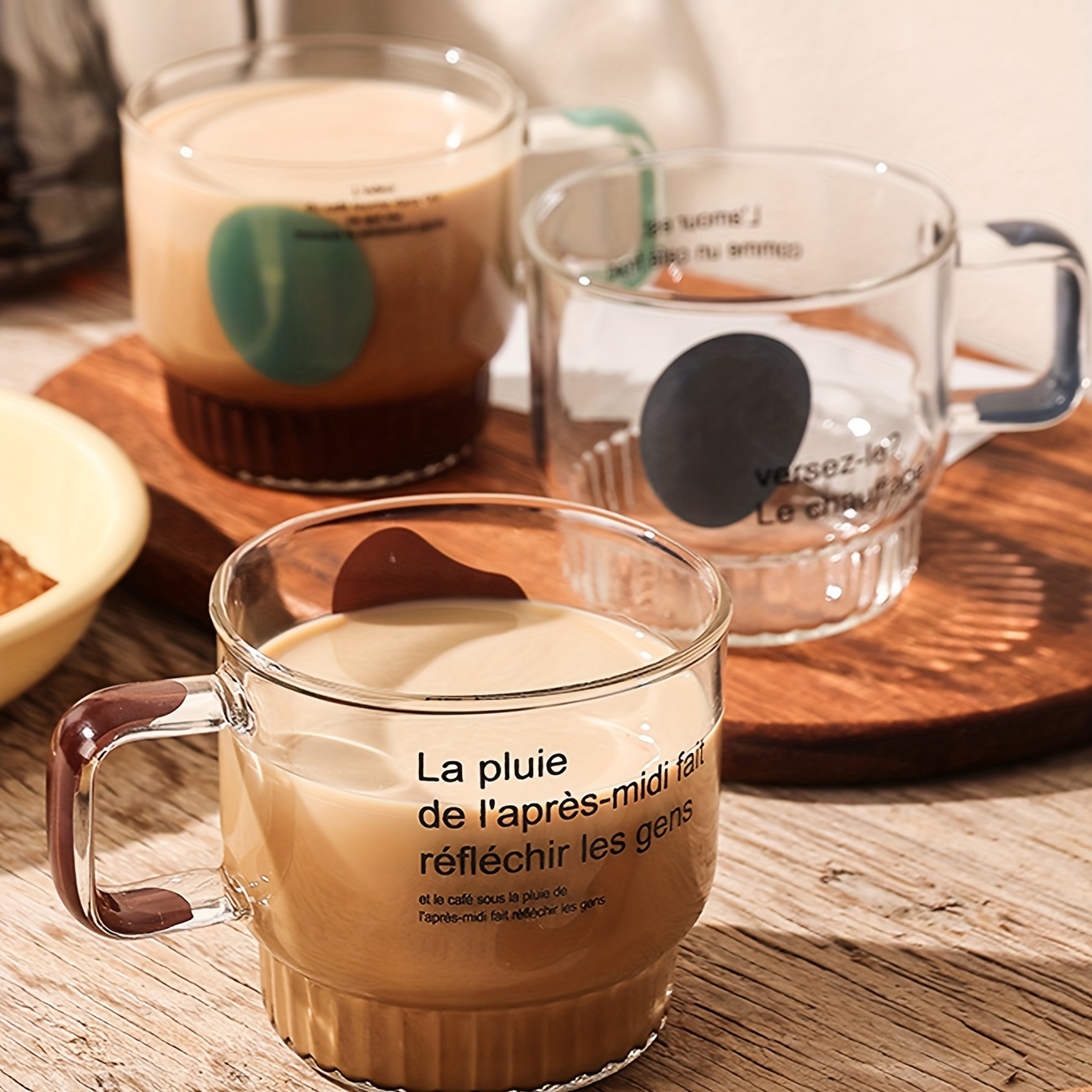 Glass Coffee Mug French Quotes Clear Coffee Cups Cute Water - Temu