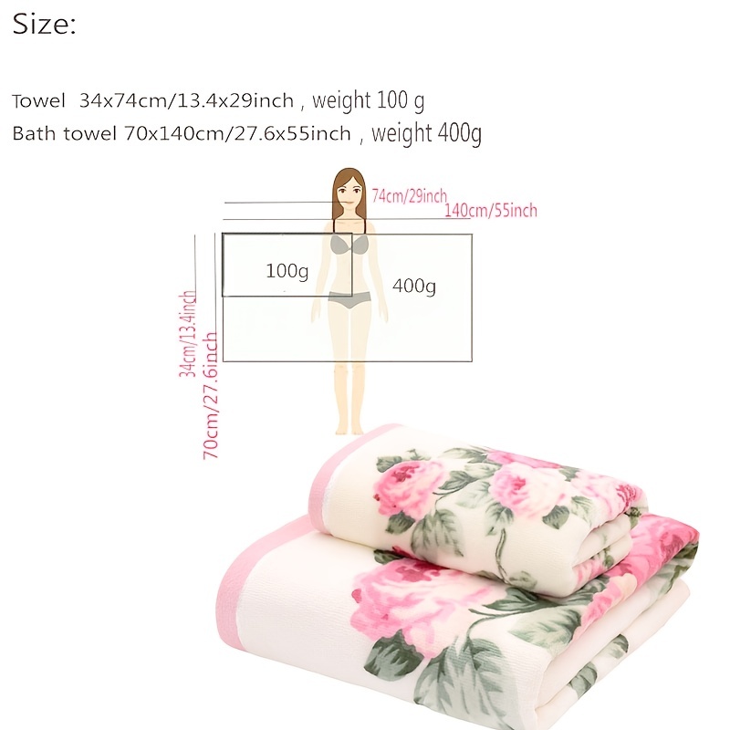 Flower Pattern Towel Set Soft Hand Towel Bath Towel - Temu