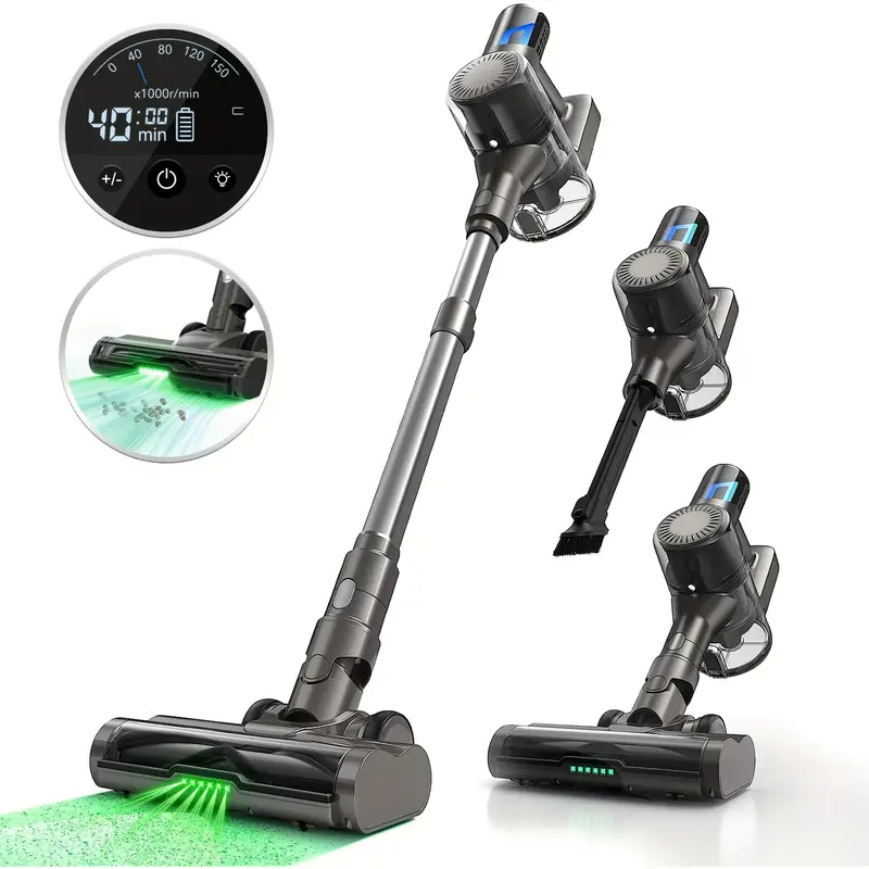 Cordless Vacuum Cleaner With Led Display 30kpa Stick Vacuum - Temu
