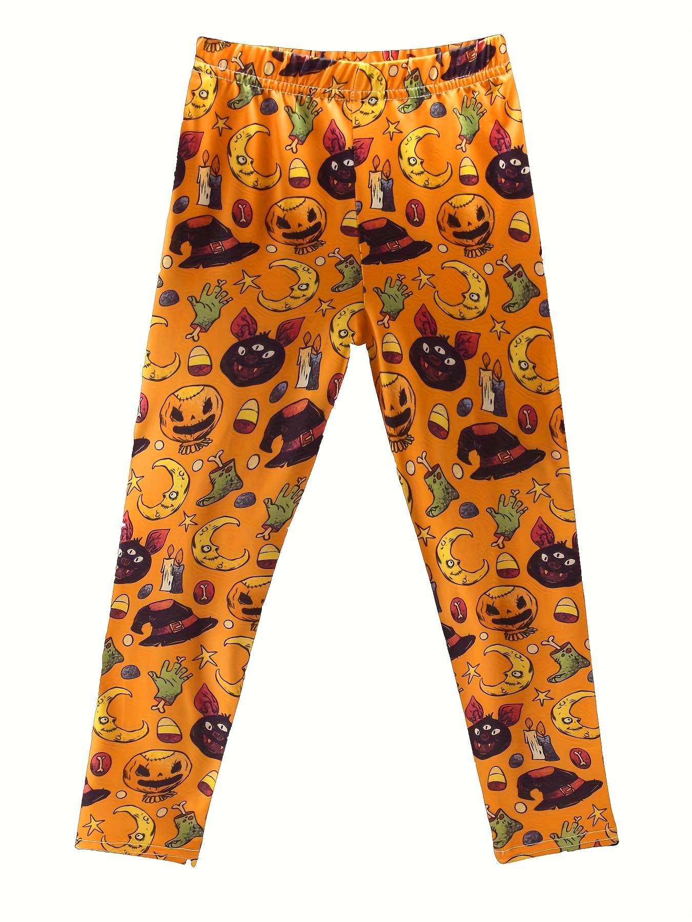 Halloween Men Pajamas Pants, Orange Pumpkin Spooky Ghost Skull