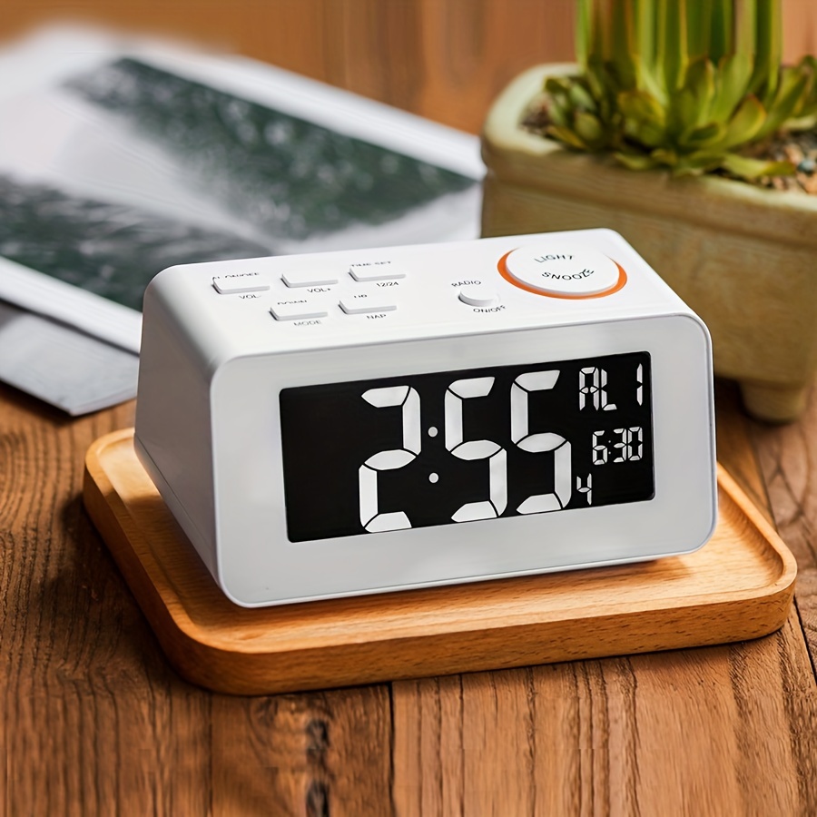  NW - Reloj despertador de madera con función de temperatura,  reloj despertador LED, control de voz, reloj digital electrónico de madera,  pequeño reloj despertador USB decoración regalo (verde, madera marrón) 