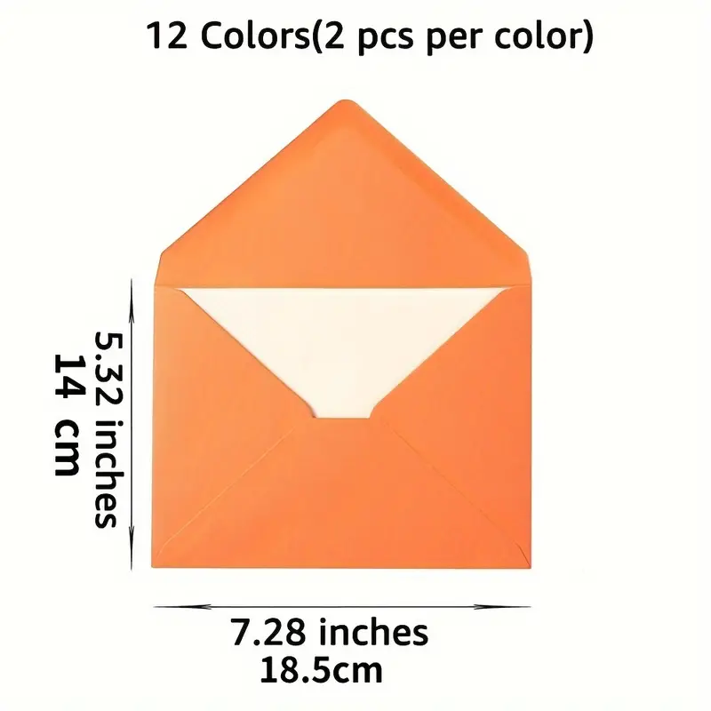 Wishop A7 Colorful Envelopes and Blank Cards 24 Pieces A7 Envelopes and 24 Pieces 5x7 Colorful Flat Cards for Weddings, Invitations, Birthday, Baby