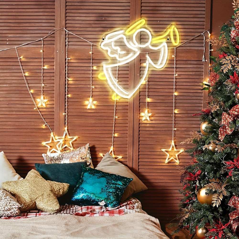 1pc Angel Neon Sign Light, Christmas LED Neon Sign Light, USB Operated  Acrylic Neon Signs Wall Decor, For Christmas, Living Room, Girls, Boys,  Office