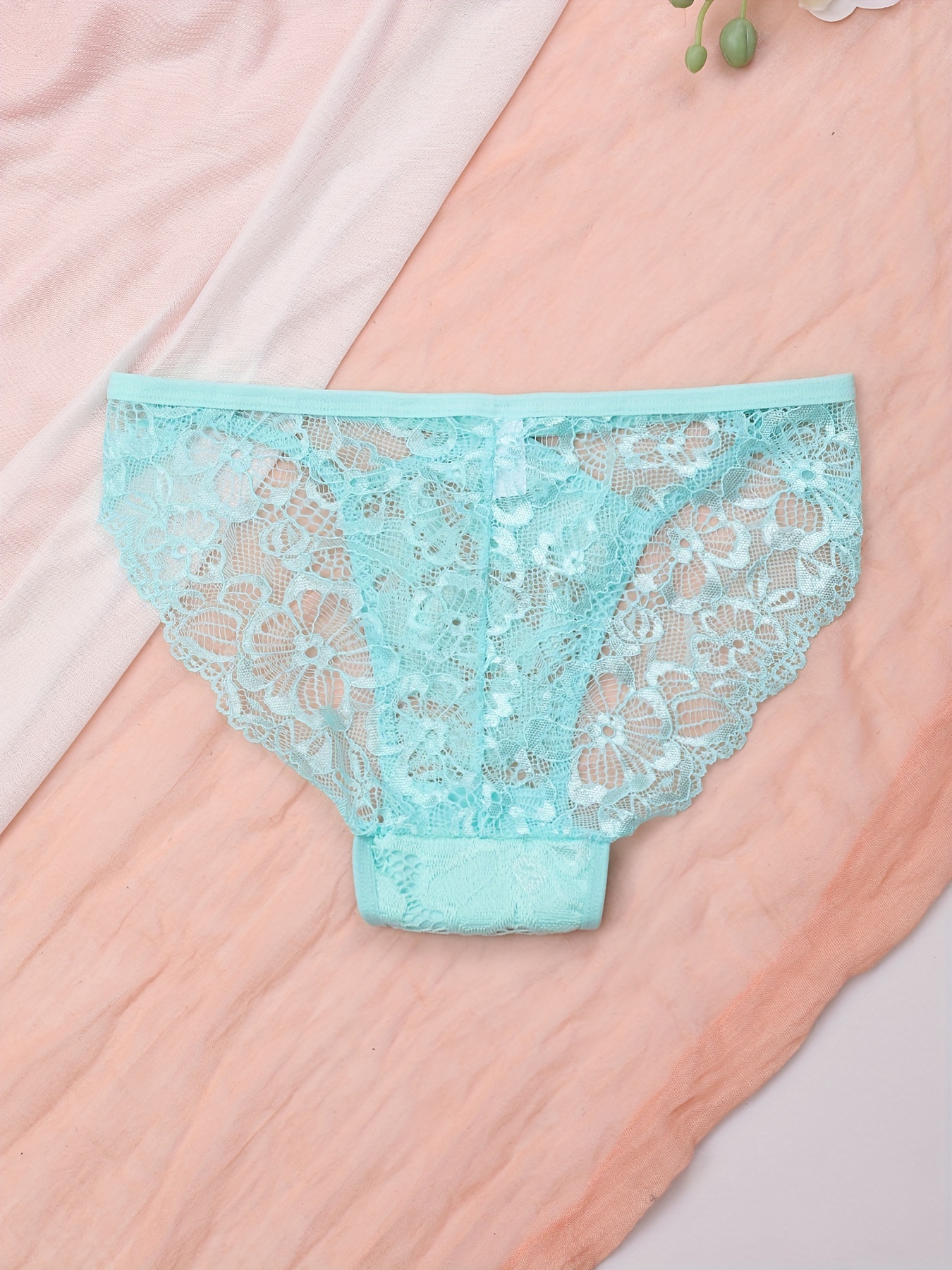 Buy Bikini, Deep Neck Lace Bra Underwear Lingerie Hipster, NRLS15-Pink