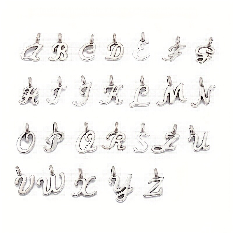 26/156pcs ABC Letter Pendants Jewelry Charms For Women, Mini A-Z Alphabet  Bracelet Necklace Pendants Antique Silver Alphabet Charms For DIY Jewelry Ma