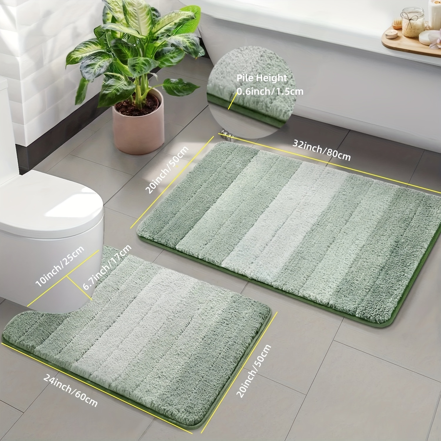 3 Pcs Ombre Bathroom selling Rugs Set with U-Shaped Mat, Non Slip,Quick Drying