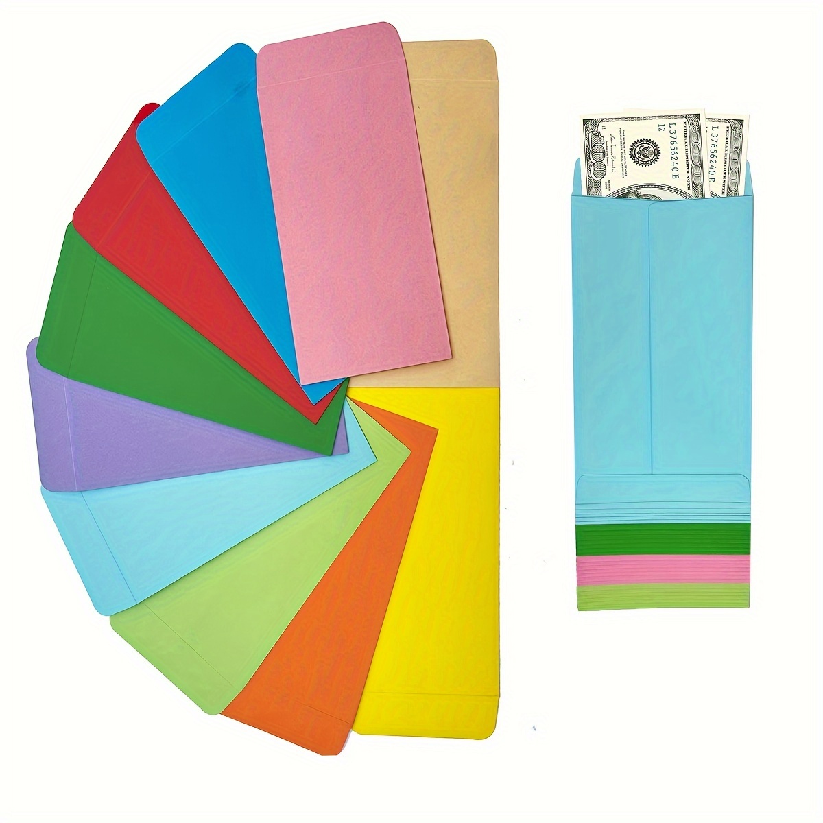 100pcs Enveloppes De Caisse Colorées 6,5 x3,5 (16,5 * 8,9 Cm). Grande