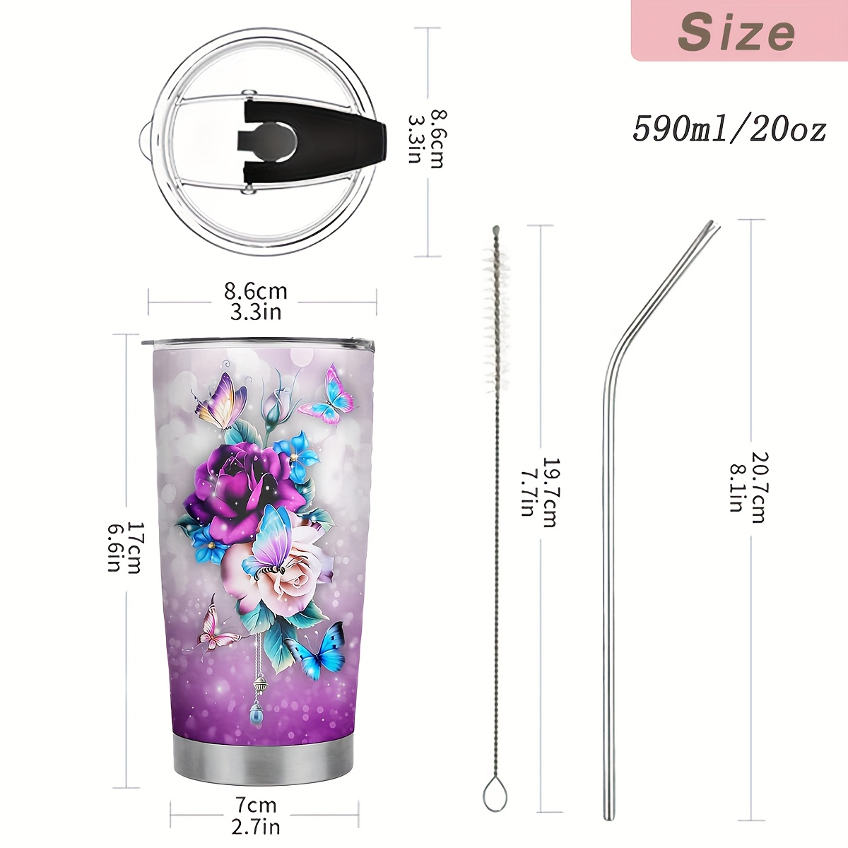 Vprintes Mom Gifts from Daughters - 20oz Stainless Steel Insulated Ros
