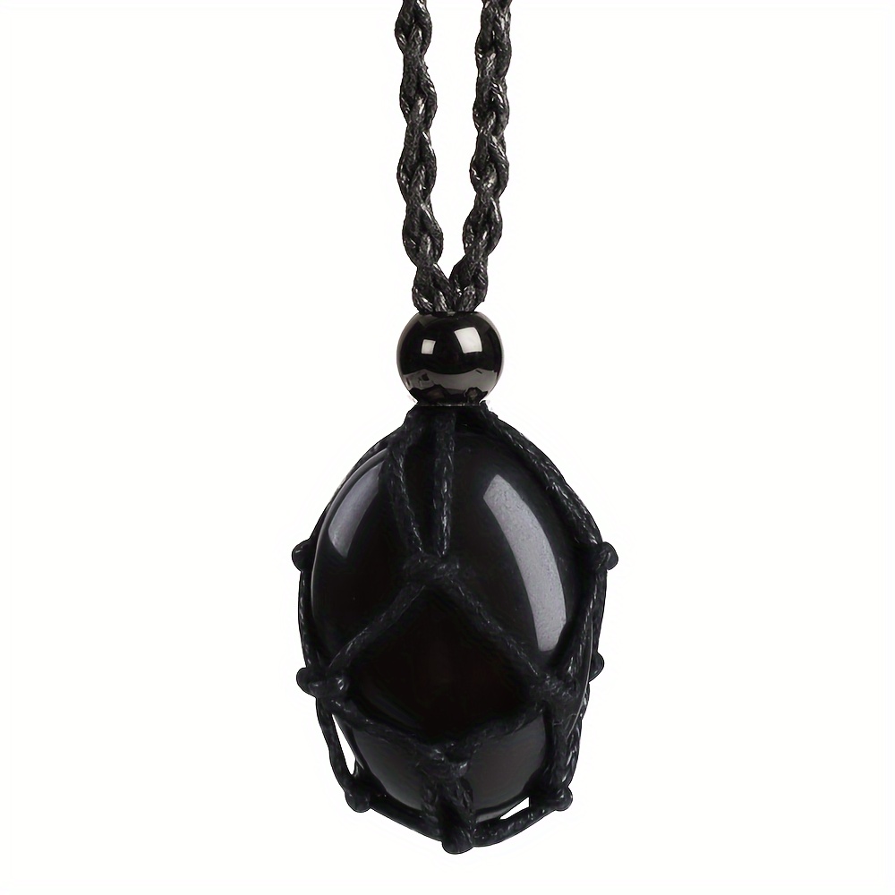 Black Crystal Stone Holder Necklace