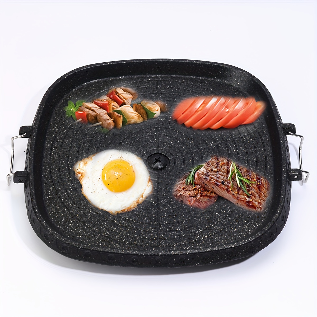 Korean Bbq Grill Pan Non Stick Grill Pan With Anti Scalding - Temu