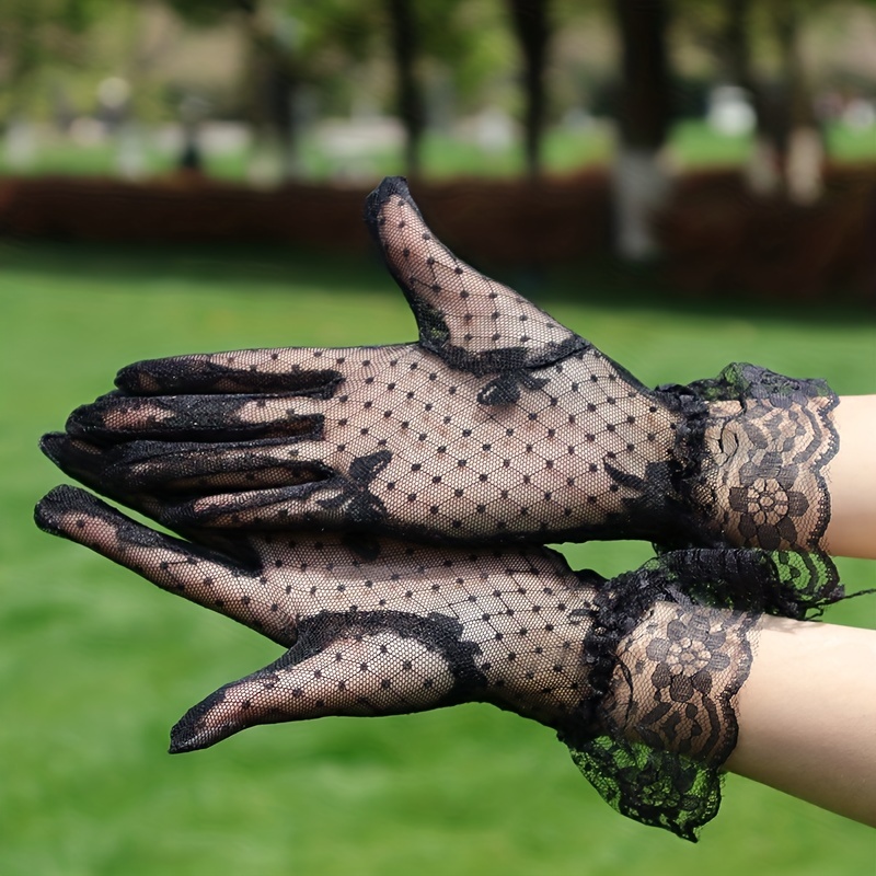 Black Lace Dress with Green Accessories