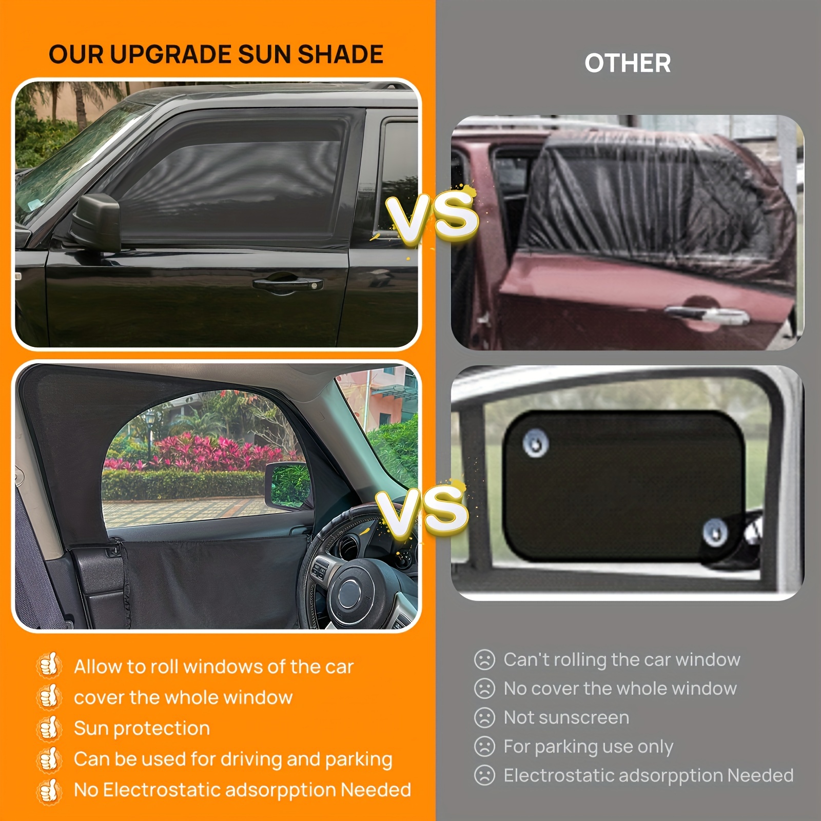 2 Stück Auto Sonnenschutz, Auto Front- Und Rückseitenfenster Sonnenblende,  Uv-schutz Atmungsaktive Mesh-fensterabdeckungen - Sport & Freizeit - Temu