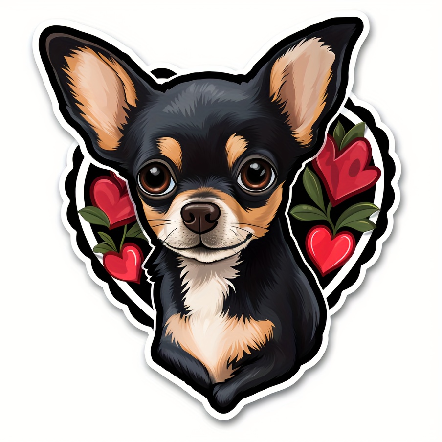1 Love Chihuahua Cute Dog Car Sticker Laptop Water Bottle - Temu