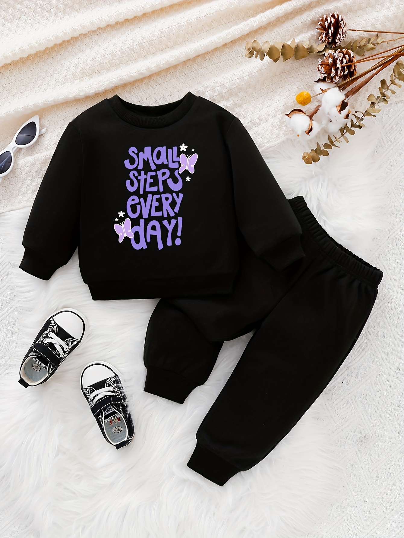 Fleece Sweatshirt Set Baby Girls Boys Comfy Set small Steps - Temu
