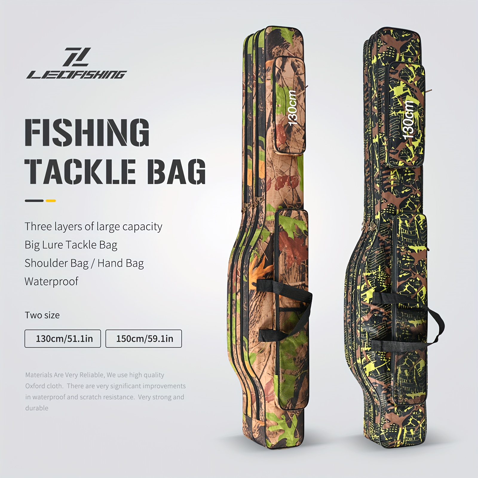 

Leofishing 1pc Portable Foldable Fishing Tackle Bags, Waterproof Fishing Pole Storage Bag, Suitable For Fishing, Camping, Hiking, Traveling