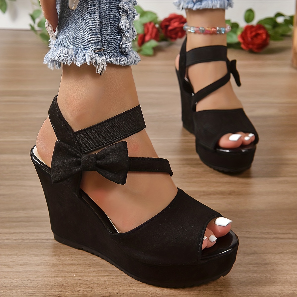 Women Sandals Ankle Strap Platform Shoes Open Toe Wedge High Heel Summer  Casual