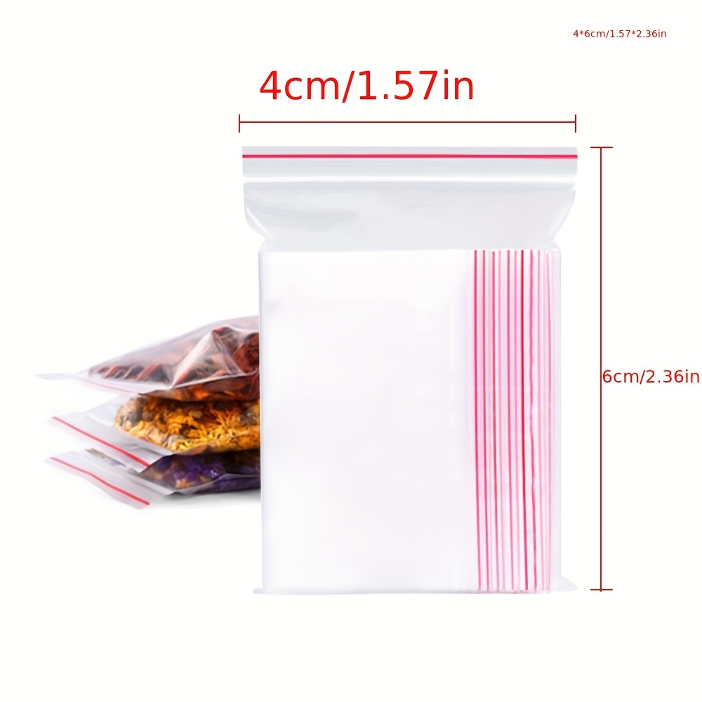 Red Blue Edge Thick Transparent Zip Lock Plastic Bags Small Plastic Zipper  Bag 100PCS Multiple Size