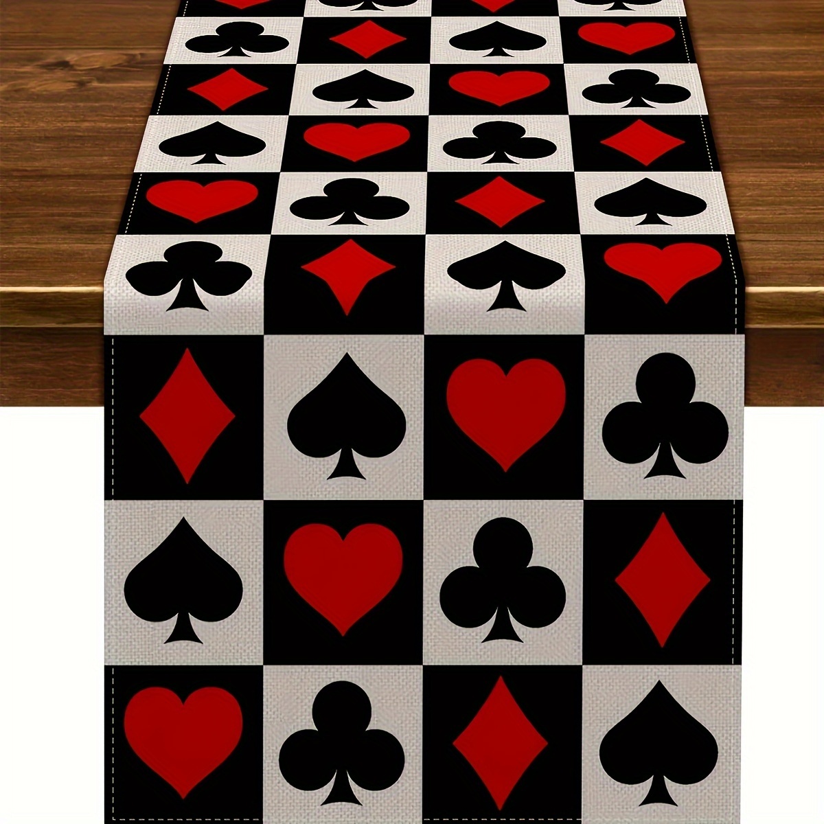 

1pc, Polyester Table Runner, Casino Table Runner Las Vegas Party Decoration, Poker Night Themed Birthday Party Supply, Dining Room Kitchen Home Decor, Room Decor