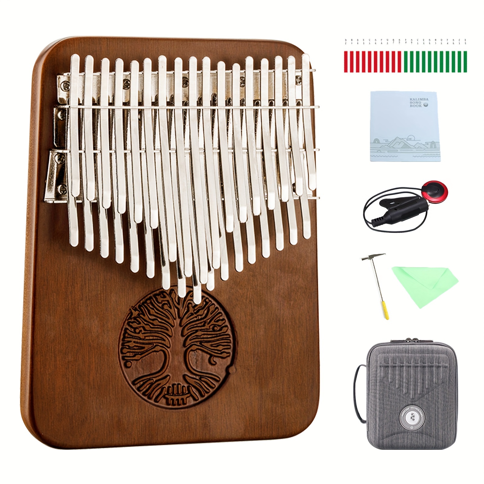 Hluru 24/34 Key Chromatic Kalimba  Dark Walnut Wood double Layer