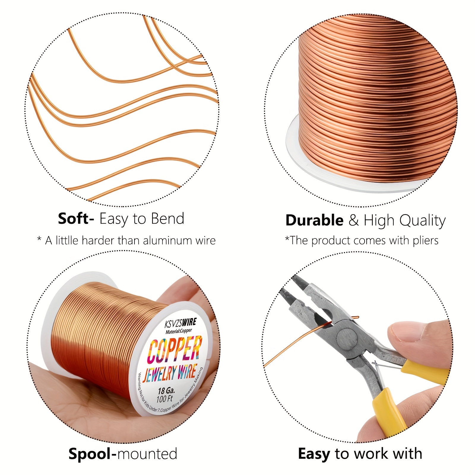 Adornville High-Copper Wire Solder 18 Gauge Wire 10-Foot Coils by Eam Jewelry Design & Supply, LLC