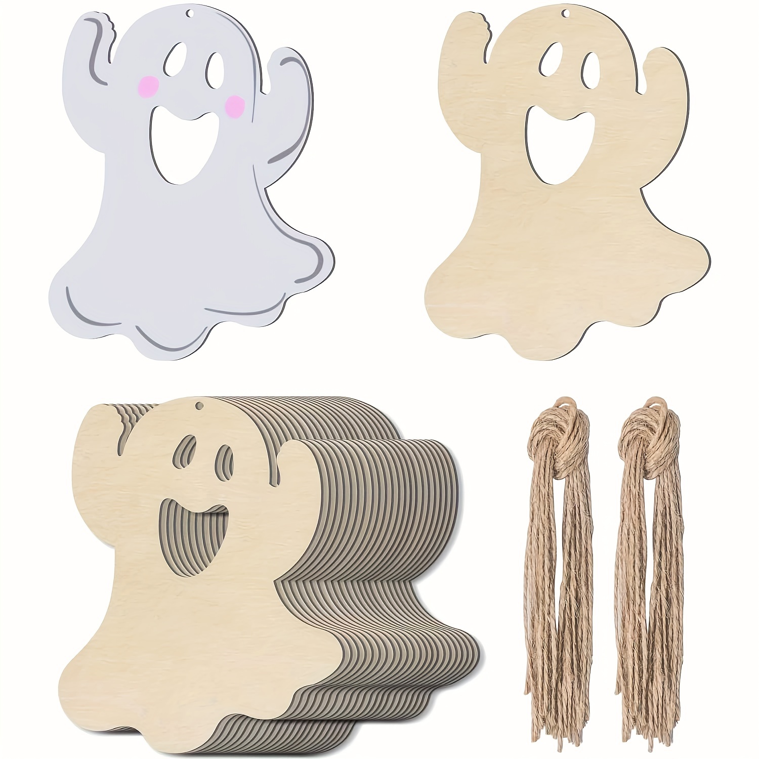 Large Size Ghost Wooden Christmas Ornaments To Paint - Temu