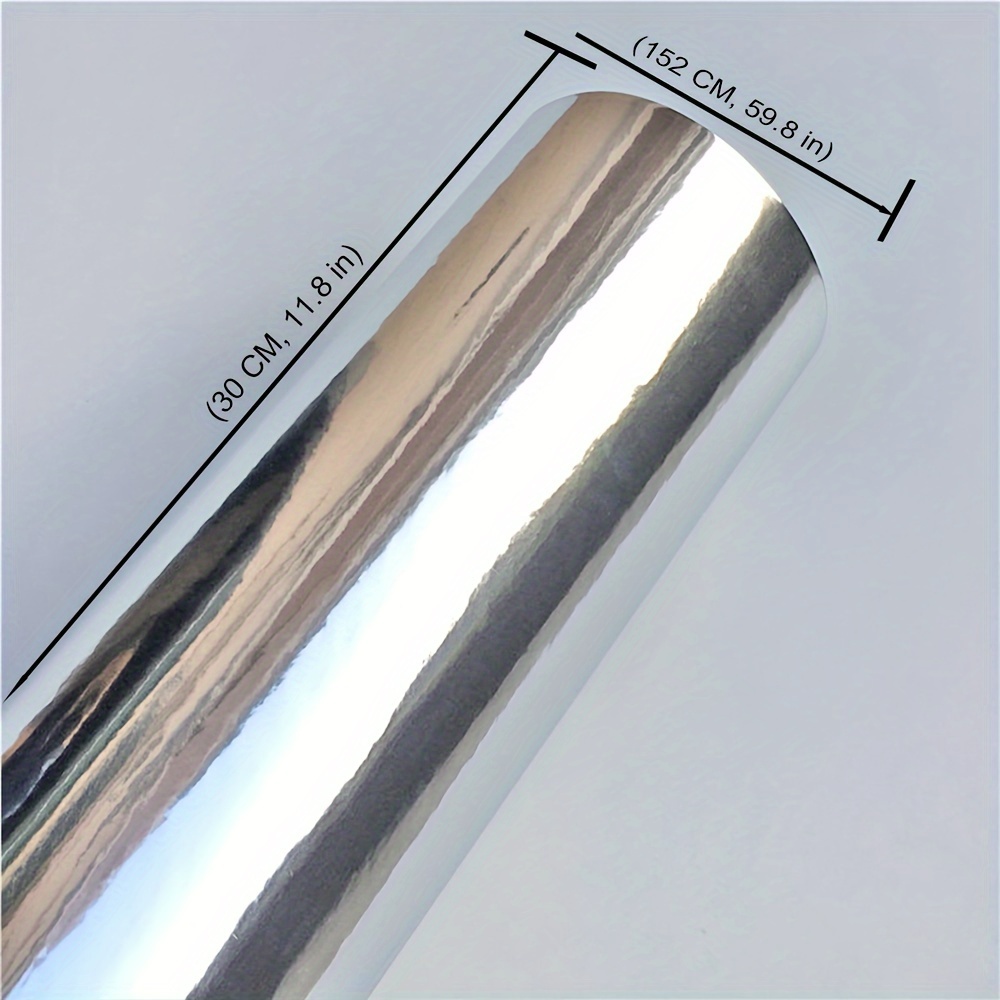  Lámina adhesiva de vinilo plateado con espejo cromado