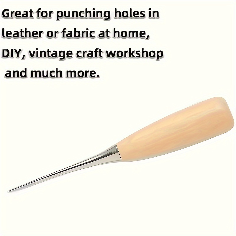 3/1PCS Wooden Handle Sewing Awl DIY Carft Canvas Shoes Threader