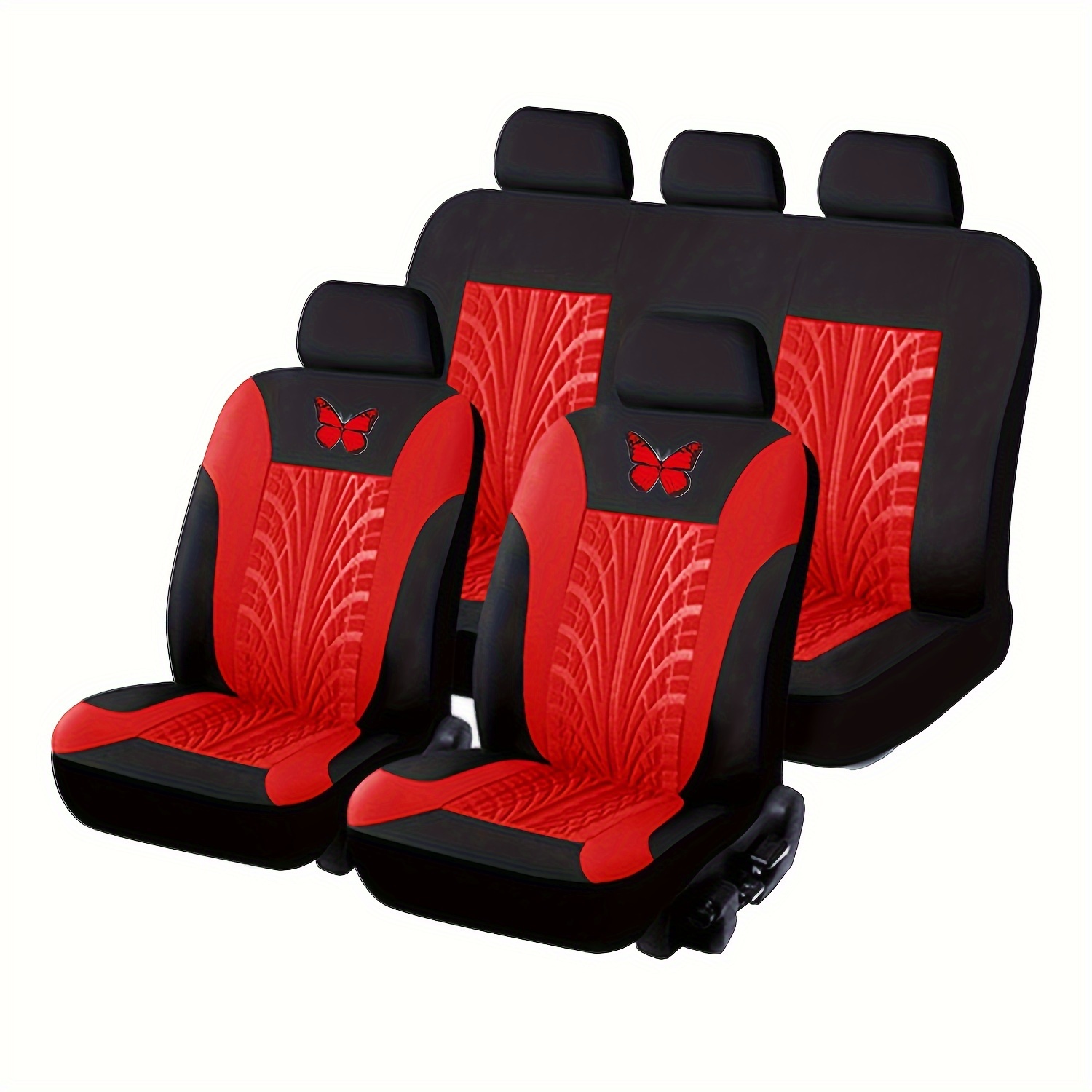 E-shop 9-teiliger Autositzbezug-Set mit Wärmeübertragung Schmetterlingsdesign, Mehrere Farben erhältlich, für kleine bis mittelgroße Fahrzeuge