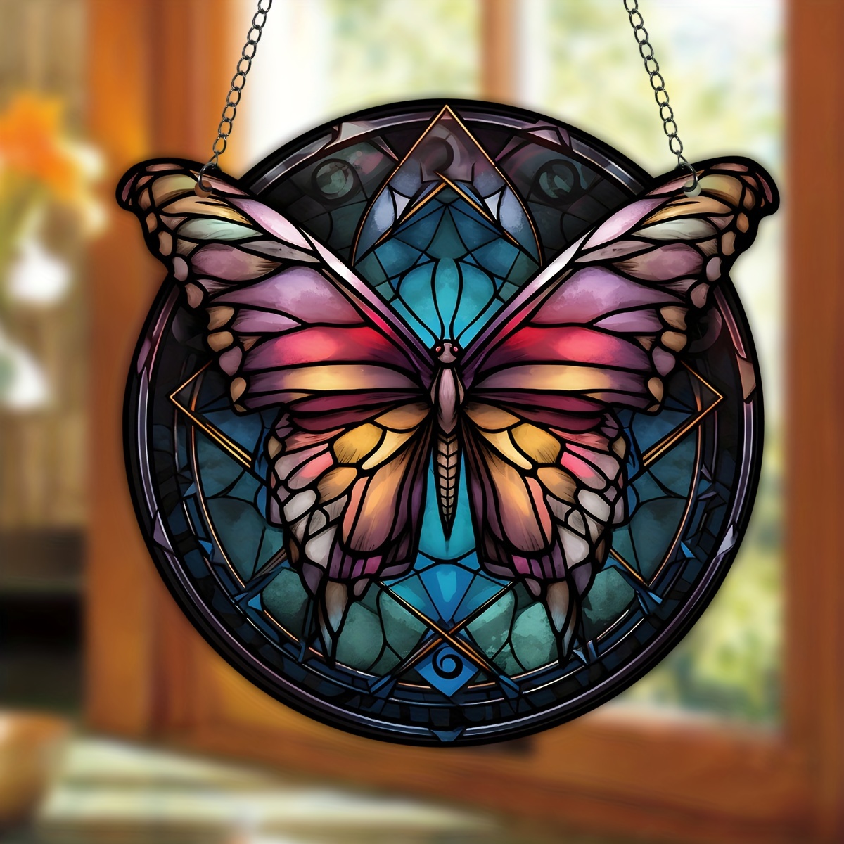 Butterfly Stained Suncatcher Stained Glass Window Hanging - Temu