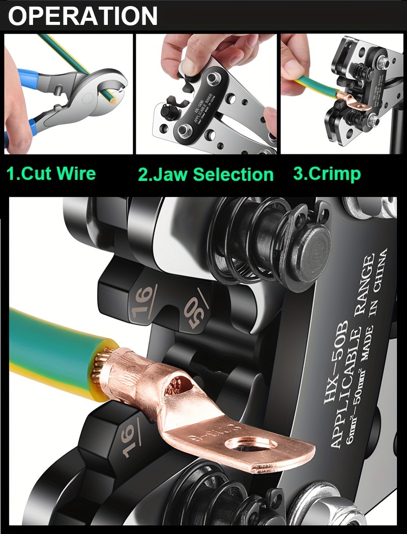Battery Cable Lug Crimping Tool Kit Cable Cutter Ring Temu