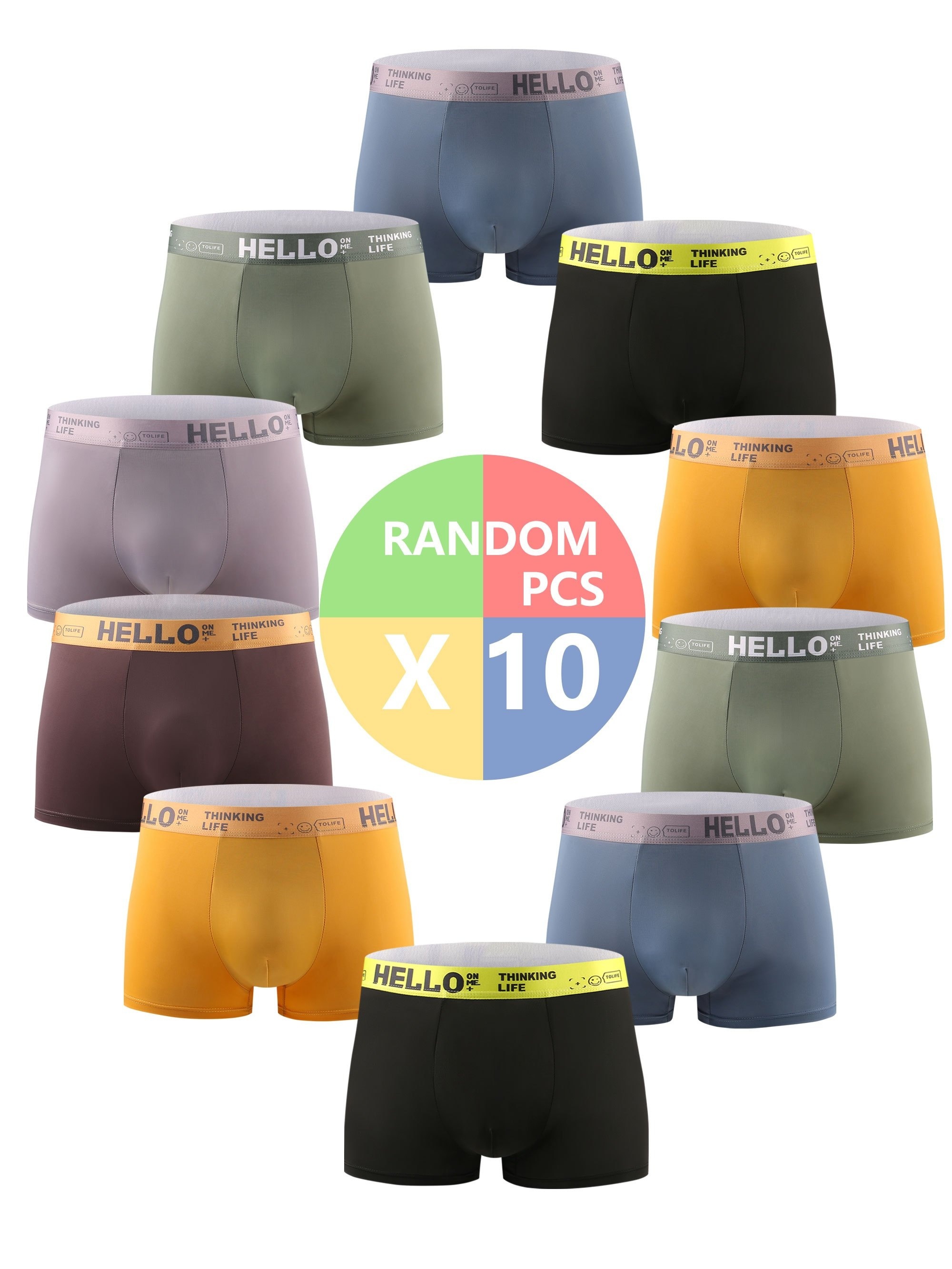 Men's Underwear Print Boxer Briefs Ice Silk Briefs Separate panties  underpants