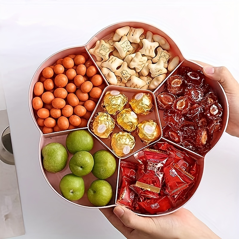  Snack Tray, 5 Segmented Candy Containers Large Capacity Used  for Nut Candy, Dried Fruit Food Storage Organizer Compartment Dried Fruit  Tray, Against-Slip and Wear Resistance Snack Tray # : Home 