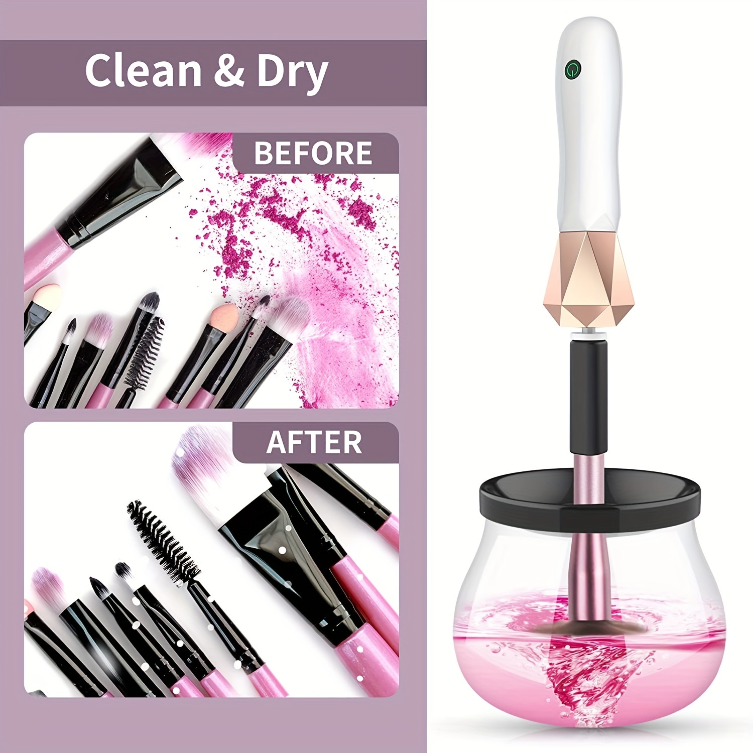 Makeup Brush Cleaner, Electric Cosmetic Brush Cleaner & Dryer Machine, The  Best Professional Makeup Brush Cleaning Tool with 4PCS Soft Beauty Blender