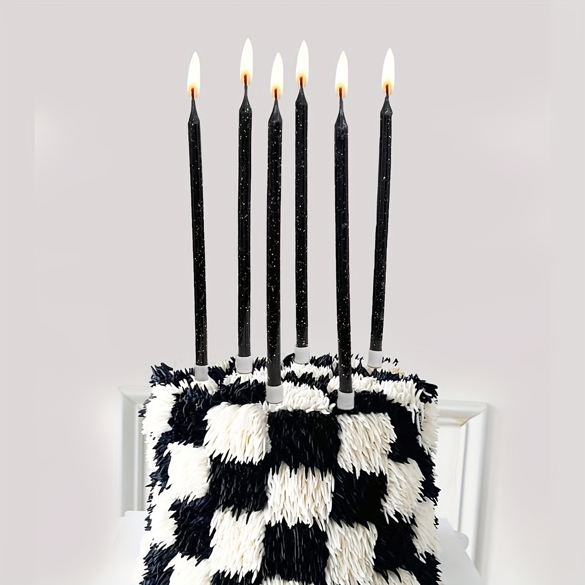 Velas de cumpleaños con número (7 velas negras), con forma de diamante 3D,  velas de pastel de feliz cumpleaños para fiesta de cumpleaños, boda