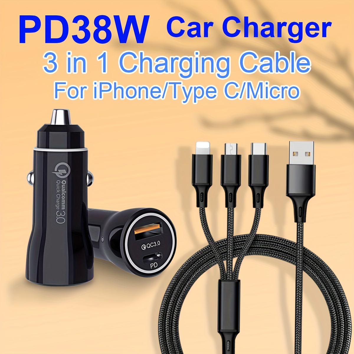 Pd Usb C Car Charger Fast Charging Qc 3.0 Type C Charger For Iphone 12 13  Pro Xiaomi 11 Car Charger Adapter - Temu