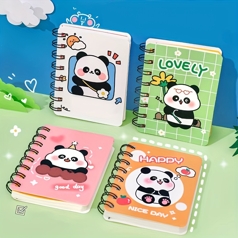 Cute Panda Side Flip Coil Mini Notebook