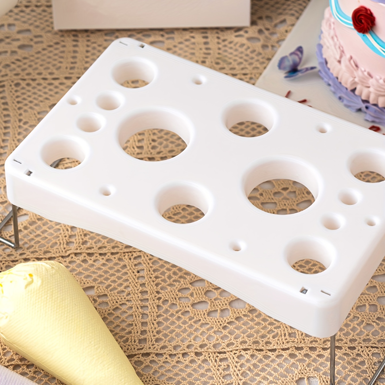 Cake Decorating Storage Organizer Icing Bag Tray Butter Frame