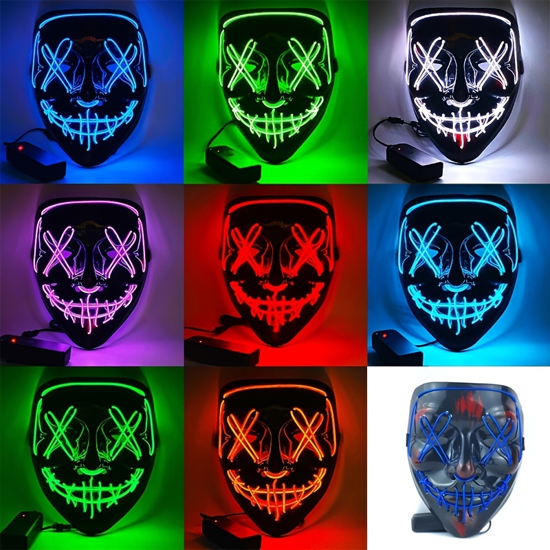 Anonymous Mask LED Luminous Glowing Masquerade Face Mask Halloween Cosplay  Costume Christmas Party Props Gifts for Adult Kids