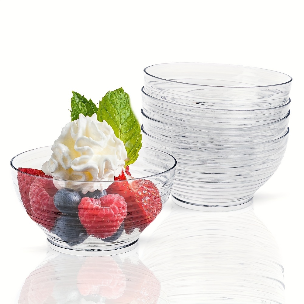 Crystal Clear Plastic Round Containers with Lids - 10oz (Pack of 7) -  Elegant Design - Perfect for Weddings, Parties & Catered Events