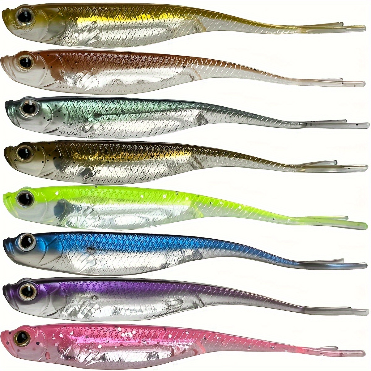 6 Pack Of Soft Baits T Shape Tail Swimbaits For Bass Fishing Jerkbait  Minnow Lures Soft Shad Bait For Swim Shad Fluke Bait, High-quality &  Affordable
