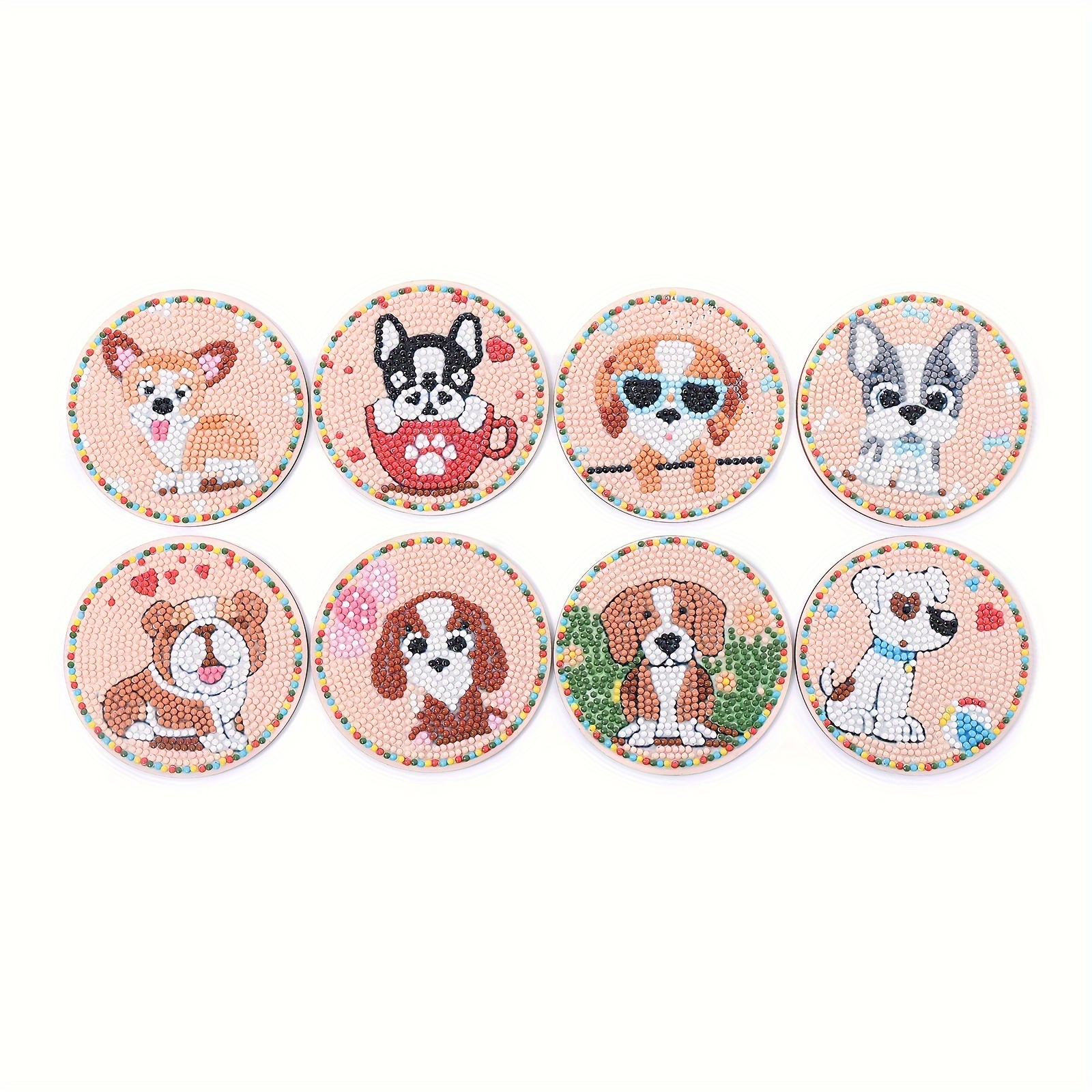 Diy Dog Artificial Diamond Painting Coasters With - Temu