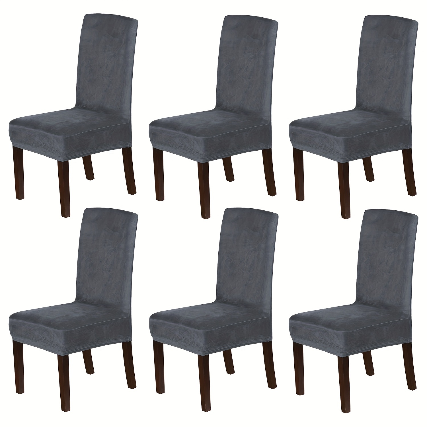 Image of 4/6pcs Thick Velvet Dining Chair Slipcover Elastic Chair Cover Soft Thick Solid Color Velvet Washable Chair Cover For Hotel Dining Room Office Banquet Decor