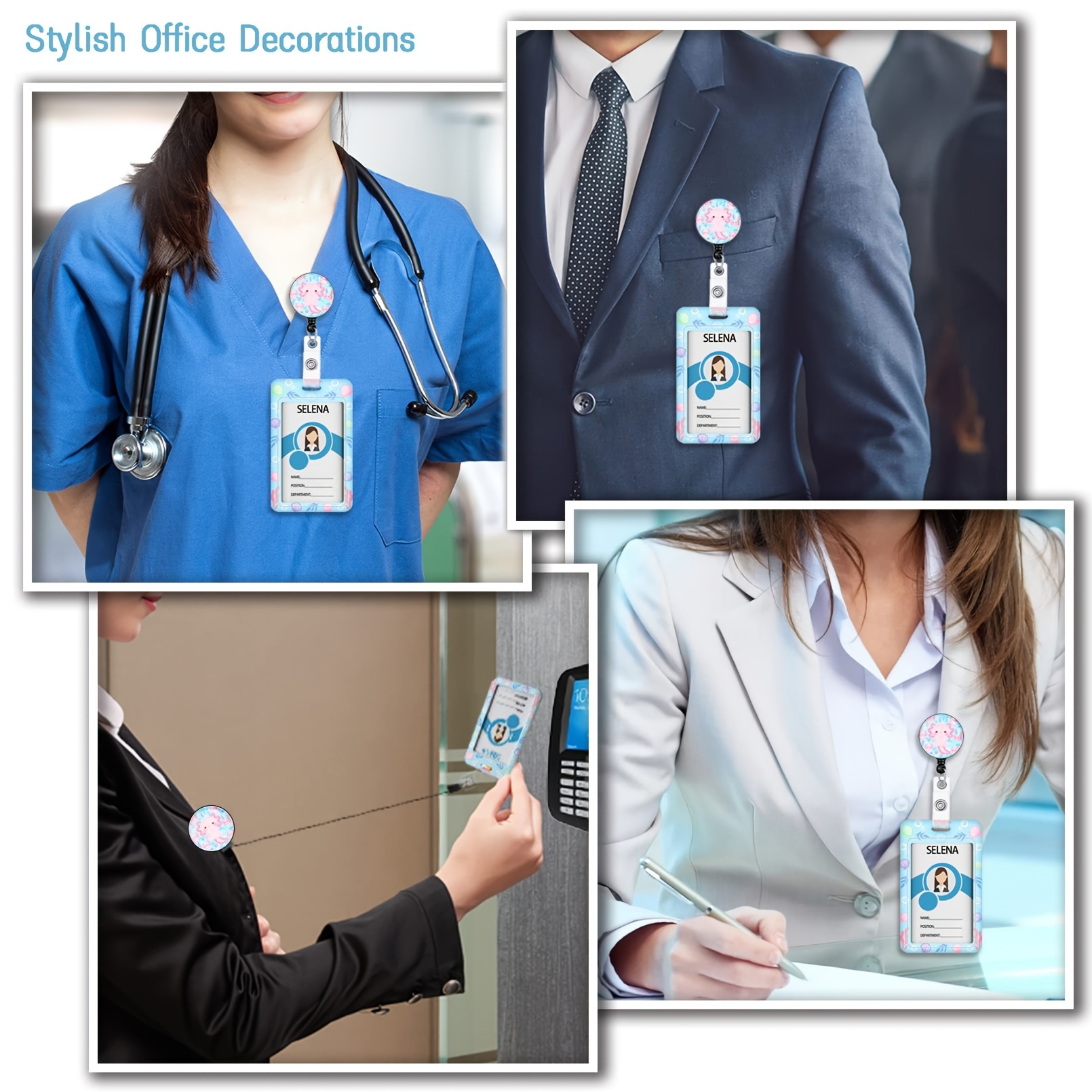 Id Badge Holder With Lanyard, Retractable Badge Holders Reels With Lanyards  Adjustable, For Women Kids Teacher Nurses Doctor Student