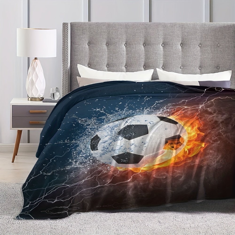 Football Print Blanket Funny Ball Sport Throw Blanket Super Temu